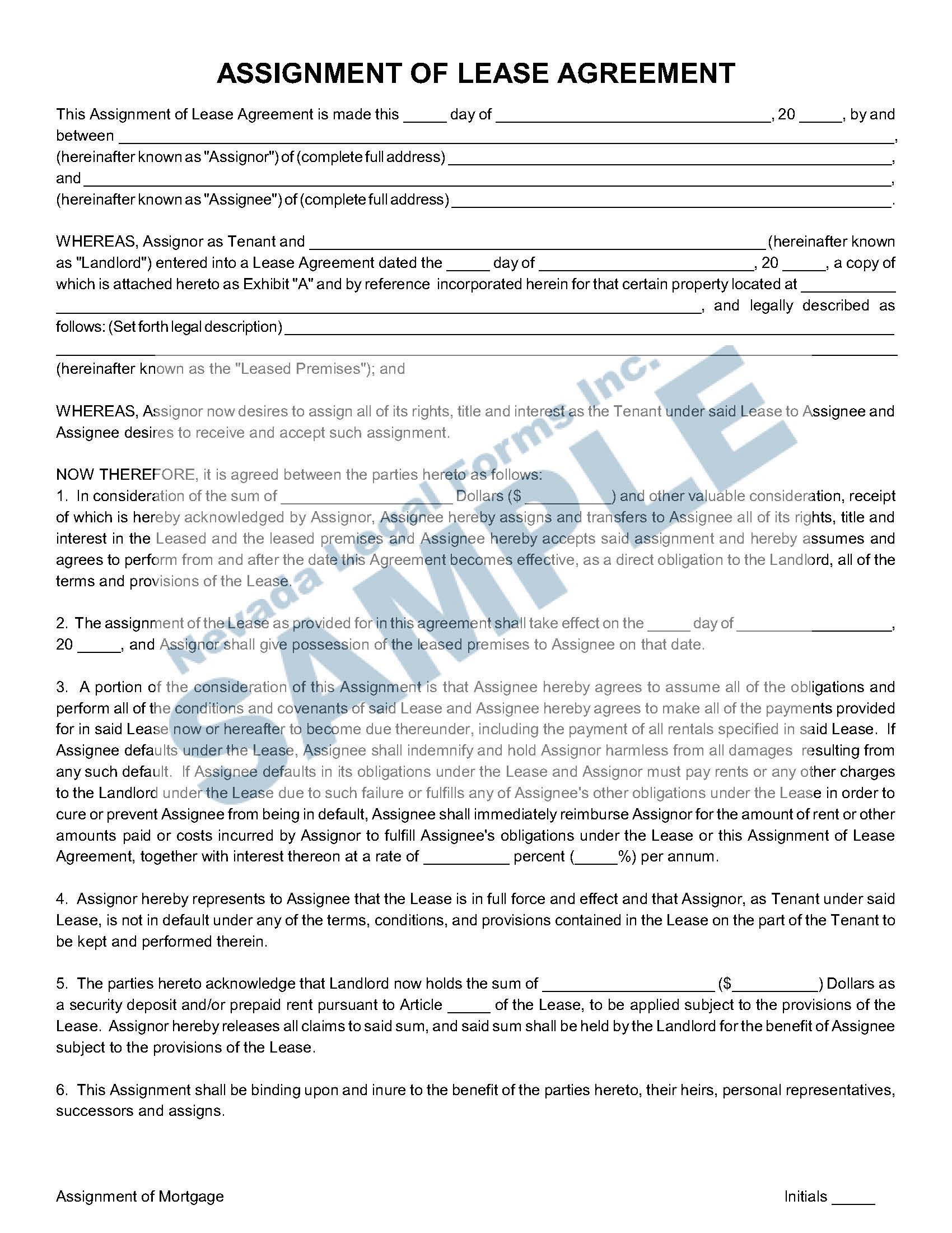agreement to lease assignment