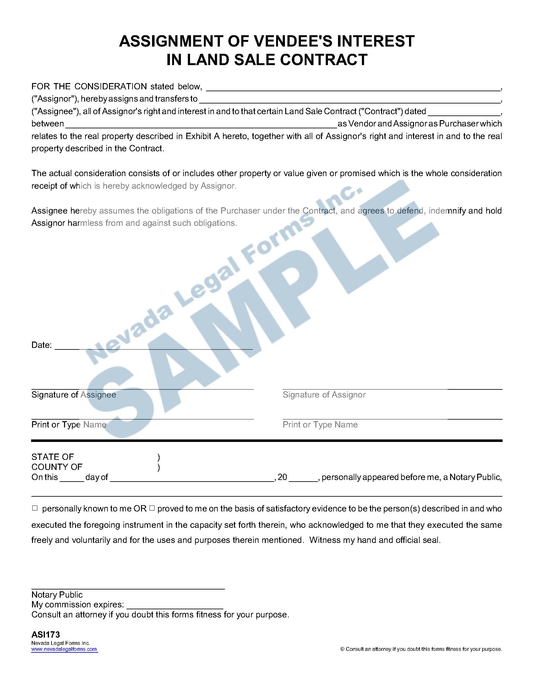 assignment of land sale contract