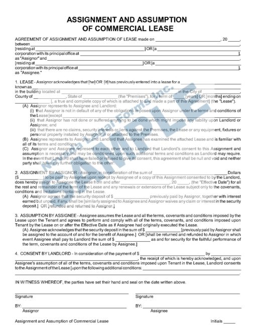 assignment of registered lease