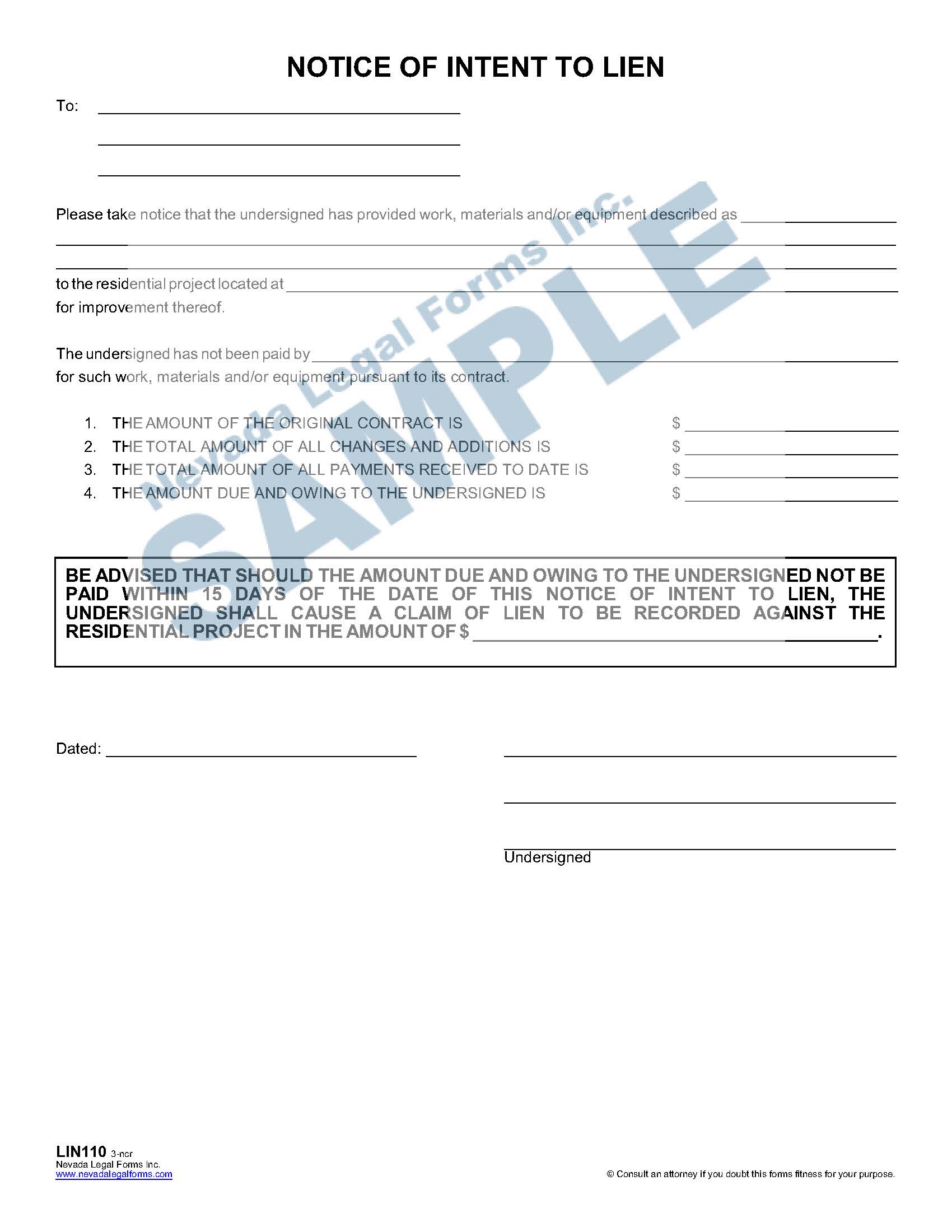 Printable Intent To Lien Form 4807