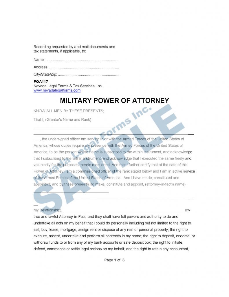 What Is A Military Power Of Attorney